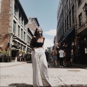 urban outfitters long flared linen pants